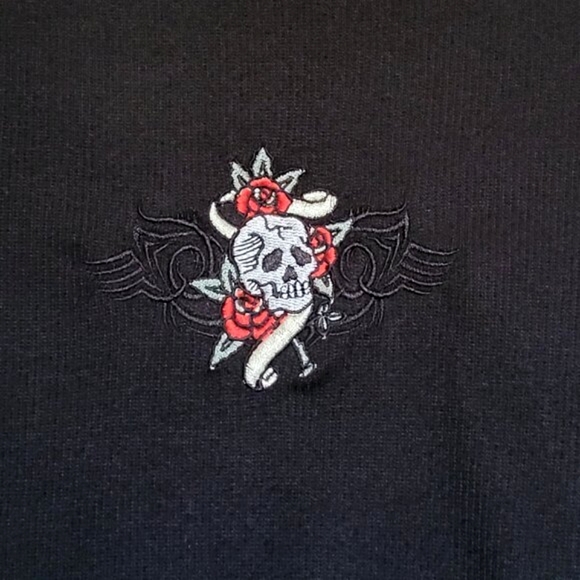 STREETWEAR SOCIETY Black Crop Top Skull Roses Wings Size Small Goth - Picture 2 of 4